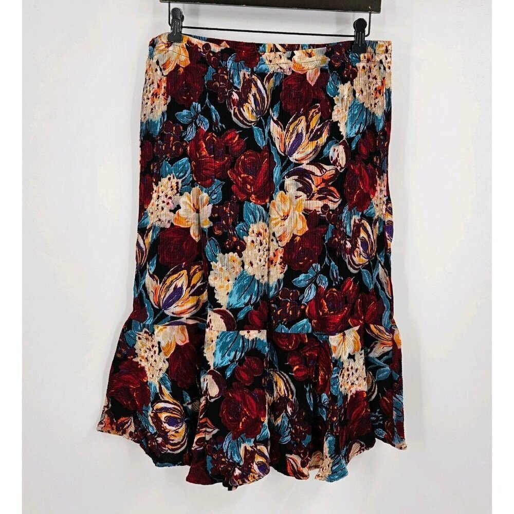 Sharon Anthony Floral Print Vtg Top/Skirt Set Womens Sz 22 Ruffle Pullon Skirt - Picture 7 of 9